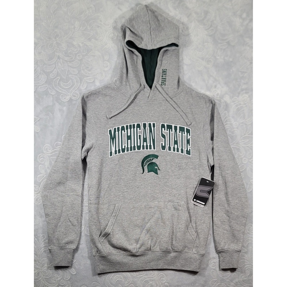 Michigan State Spartans Colosseum Pullover Hoodie Light Gray Size Men's Small